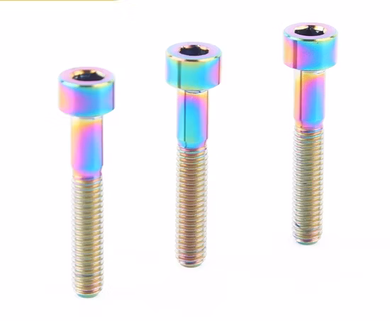Pernos de bicicleta M6 * 20 mm Perno de titanio Factory Ti Gr5 Tc4 Tornillo de manillar DIN Gold Rainbow PVD Revestimiento Pernos de Ti